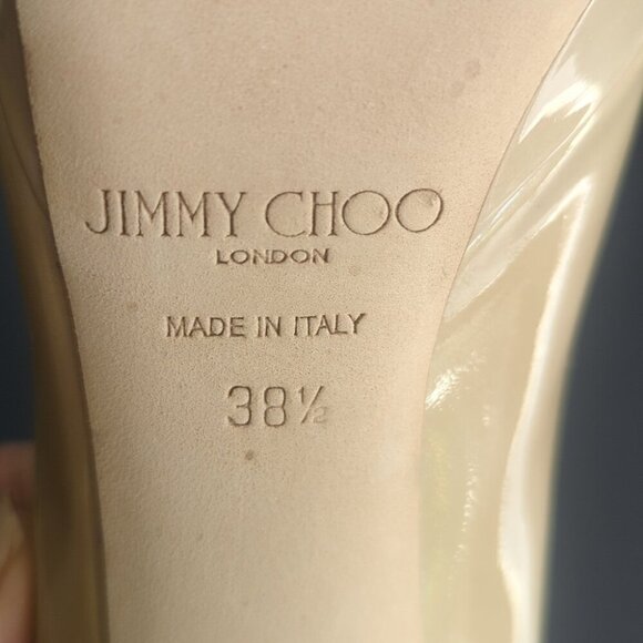 Jimmy Choo Alex Platform in Glossy Nude Beige Patent Leather Pump Heel 38.5 EU - Picture 6 of 8
